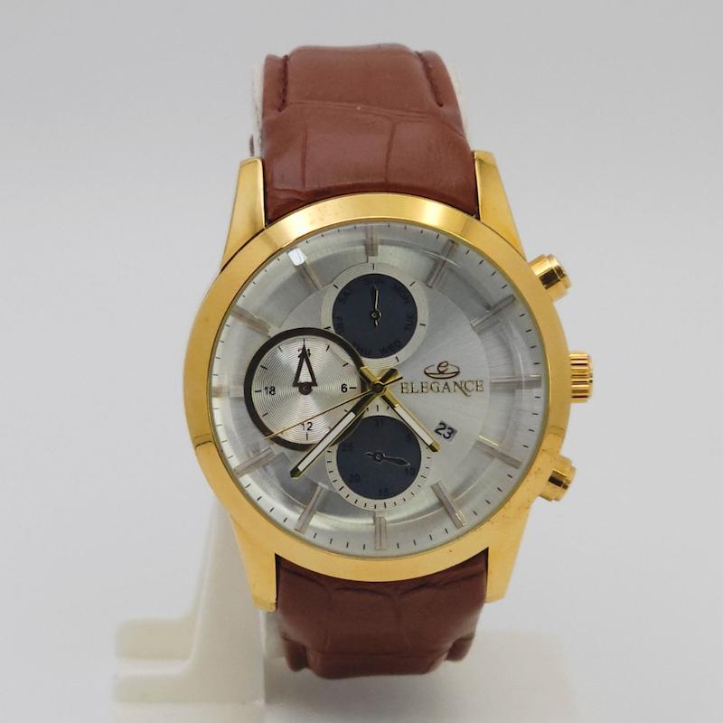 ساعت مچی مردانه الگانس Elegance با بند چرم و سبک 3موتوره کد 1136
