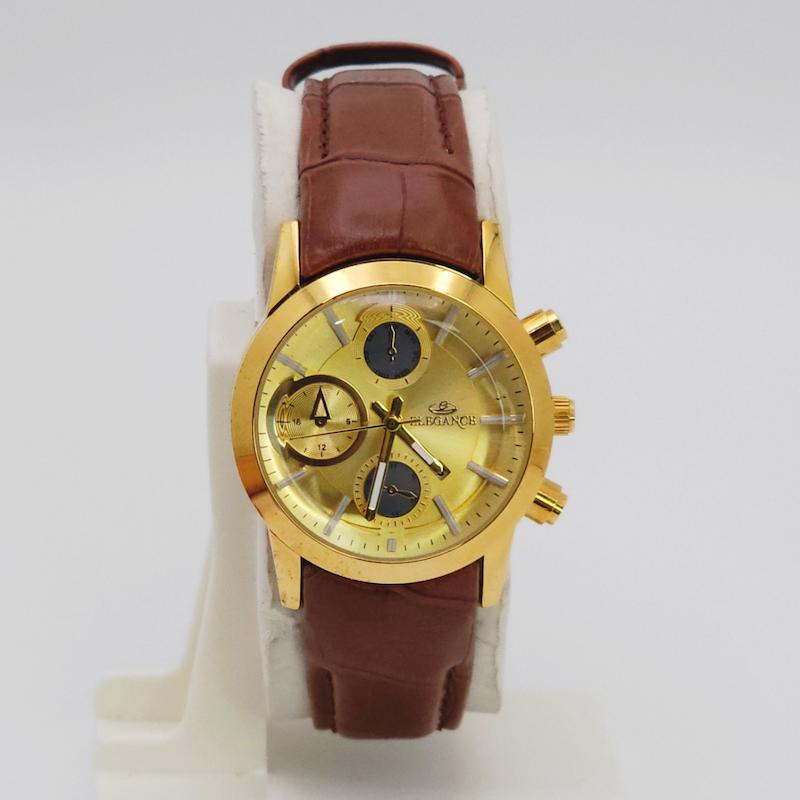 ساعت مچی زنانه الگانس Elegance با بند چرم و سبک 3موتوره کد 1141