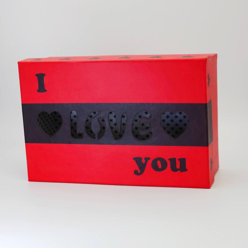 خرید جعبه کادویی و جعبه هدیه مقوا فشرده طرح I LOVE YOU لیزری کد 10003