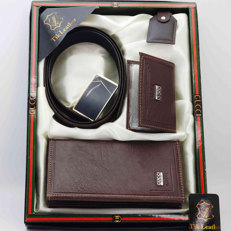 ست کادویی مردانه کیف و کمربند و جا کارتی و جا کلیدی شیک و رسمی کد 15007