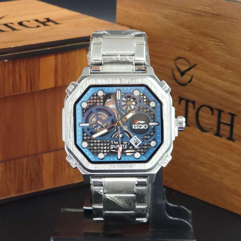 ساعت مچی مردانه کی جیو Kegio K015 تمام استیل با قفل پروانه ای ضامن دار کد 3794