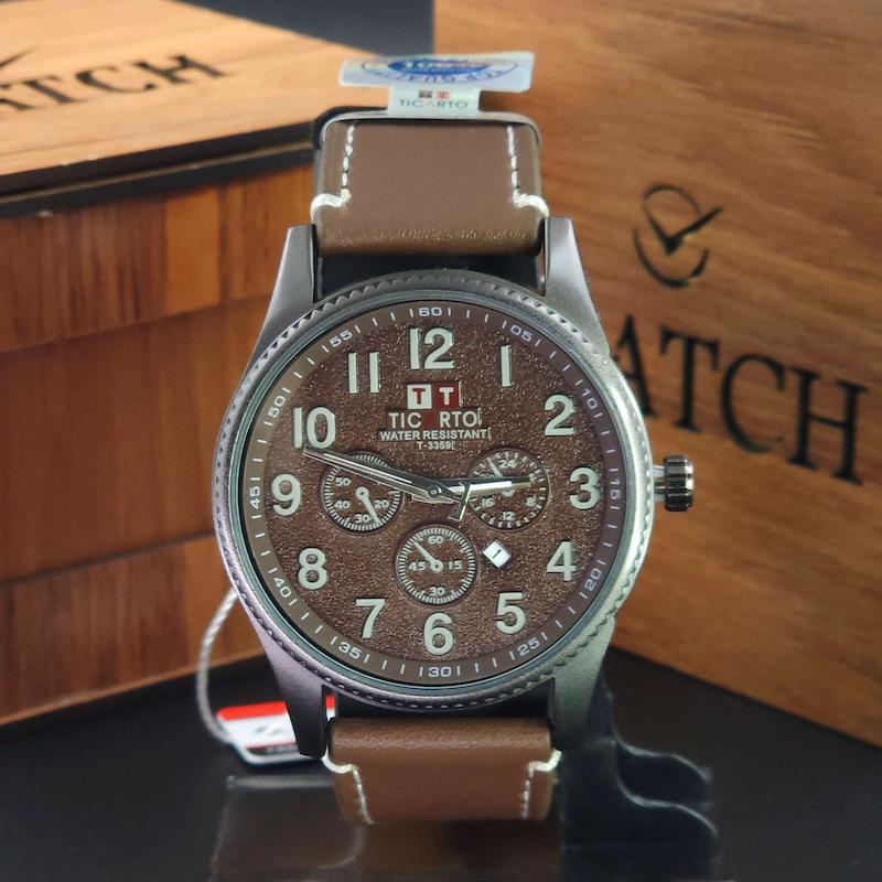 ساعت مچی مردانه تیکارتو Ticarto MT3359G سبک 3 موتوره تاریخ دار کد 3846