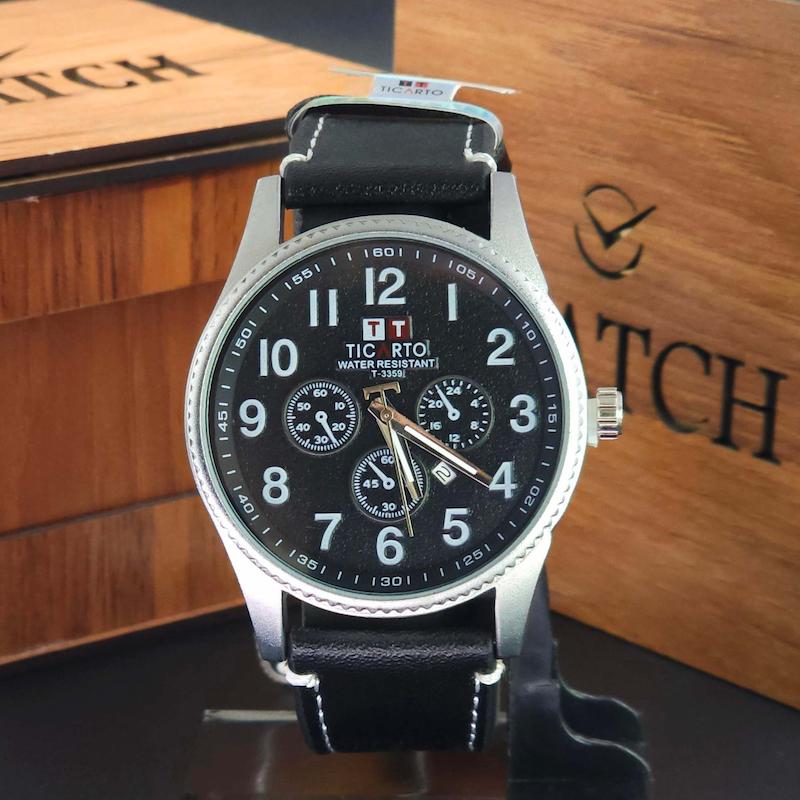 ساعت مچی مردانه تیکارتو Ticarto MT3359G سبک 3 موتوره تاریخ دار کد 3847