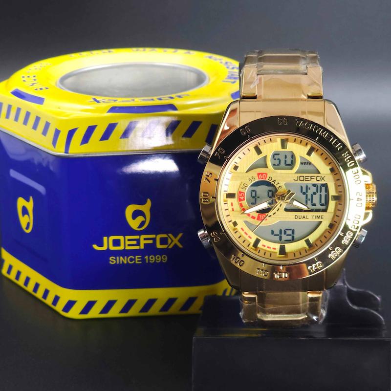 ساعت مچی مردانه جوفاکس، جی فوکس Joefox 2106 دو زمانه و دو موتوره کد 3981