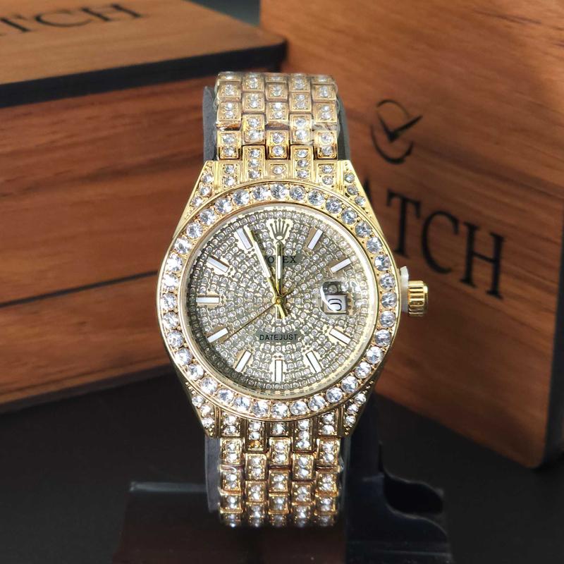 ساعت مچی مردانه و زنانه رولکس فول نگین Rolex 1896 با موتور کوارتز کد 4709