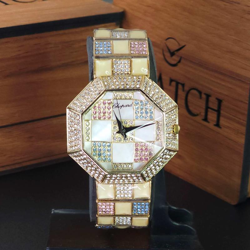 ساعت مچی مردانه و زنانه چوپارد فول نگین Chopard A1156 با موتور کوارتز کد 4713