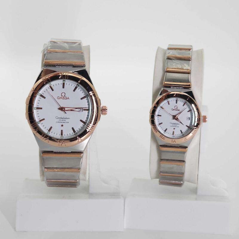 ساعت مچی ست مردانه و زنانه امگا Omega 6015 تاریخ دار با قفل پروانه ای کد 4732