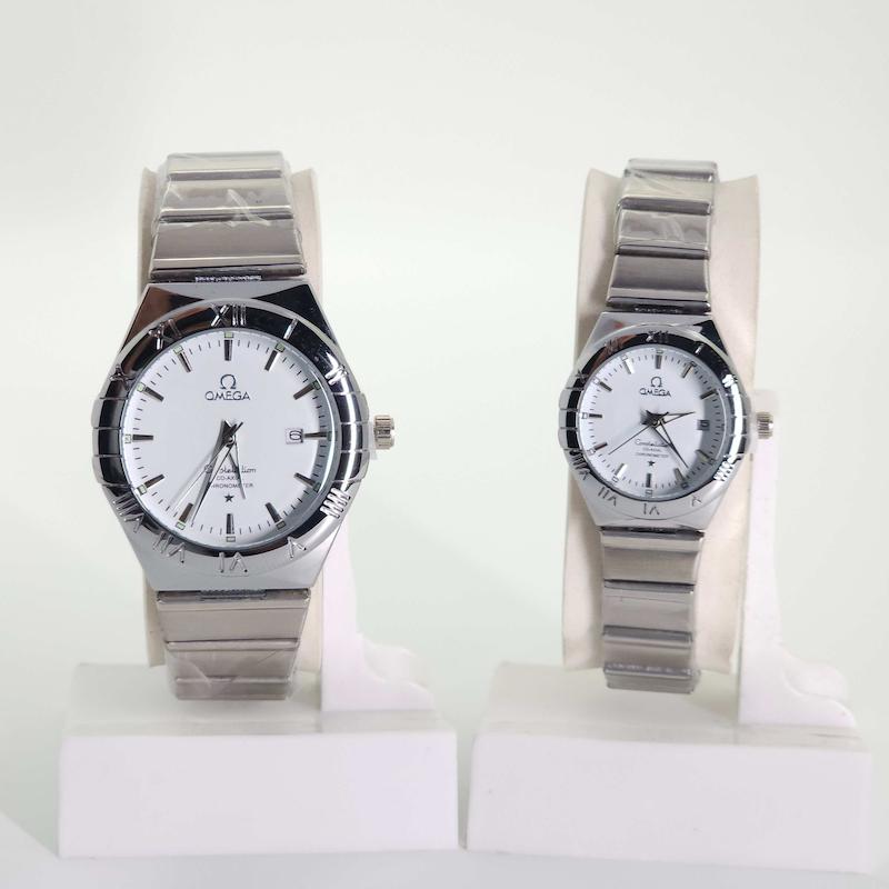 ساعت مچی ست مردانه و زنانه امگا Omega 6015 تاریخ دار با قفل پروانه ای کد 4733