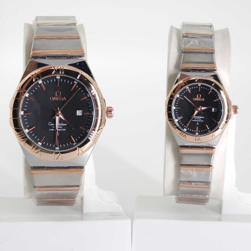 ساعت مچی ست مردانه و زنانه امگا Omega 6015 تاریخ دار با قفل پروانه ای کد 4734