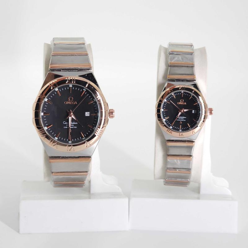 ساعت مچی ست مردانه و زنانه امگا Omega 6015 تاریخ دار با قفل پروانه ای کد 4734