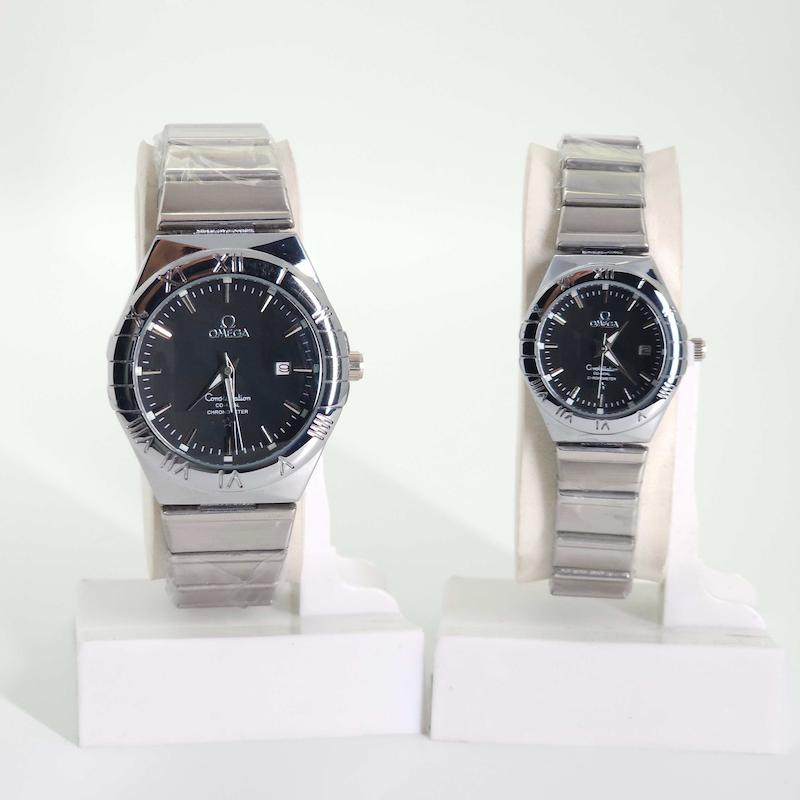 ساعت مچی ست مردانه و زنانه امگا Omega 6015 تاریخ دار با قفل پروانه ای کد 4735