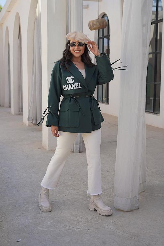 بارانی زنانه مدل چنل (Chanel) آستردار قد ۷۰