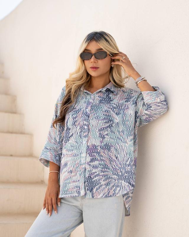 شومیز پاییزه زنانه جنس عنکبوتی مدل کیمونو قد ۶۵