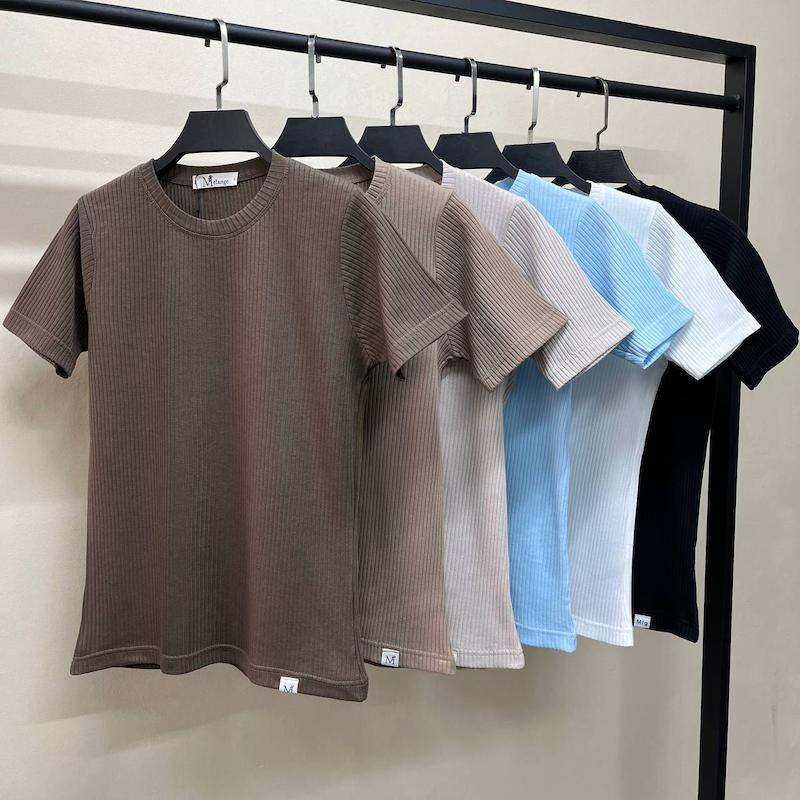 تیشرت زنانه پنبه کبریتی یقه گرد قد ۶۰