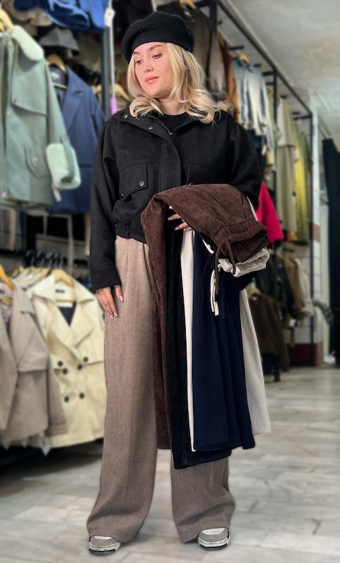 شلوار بگ زنانه مخمل کبریتی قد ۱۰۰ کمر کش