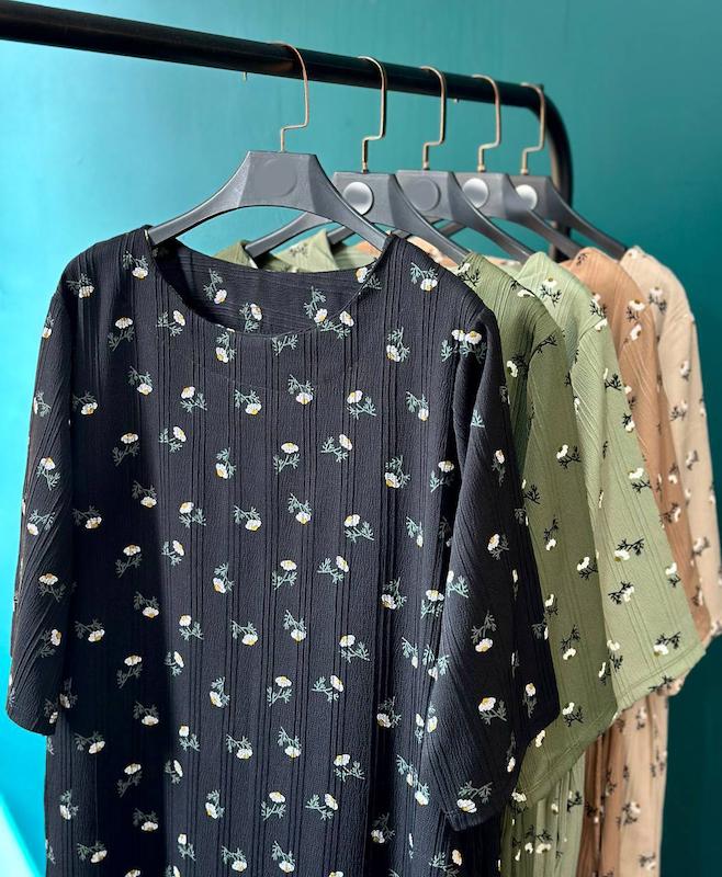 کفتان بهاره زنانه طرح گل‌گچی خنک قد بلند