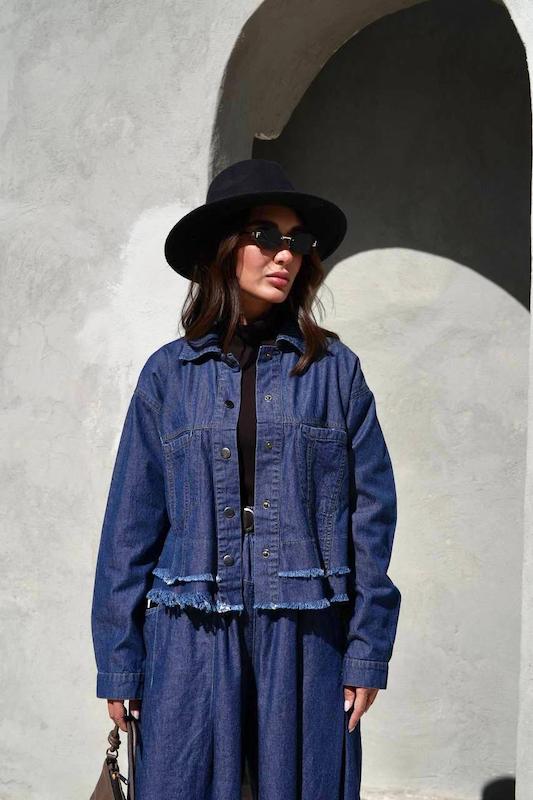 کت جین زنانه مدل ریش‌ ریش جدید سنگشور