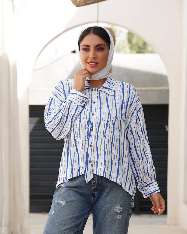 شومیز راه راه پشت بلند