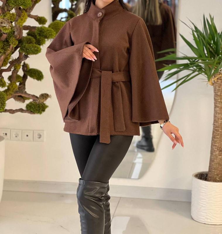 کت زنانه پانچ موهر مدل یقه ایستاده