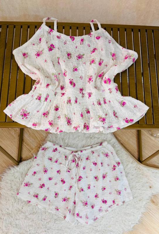 تاپ و شورتک پارچه وارداتی زنانه طرحدار