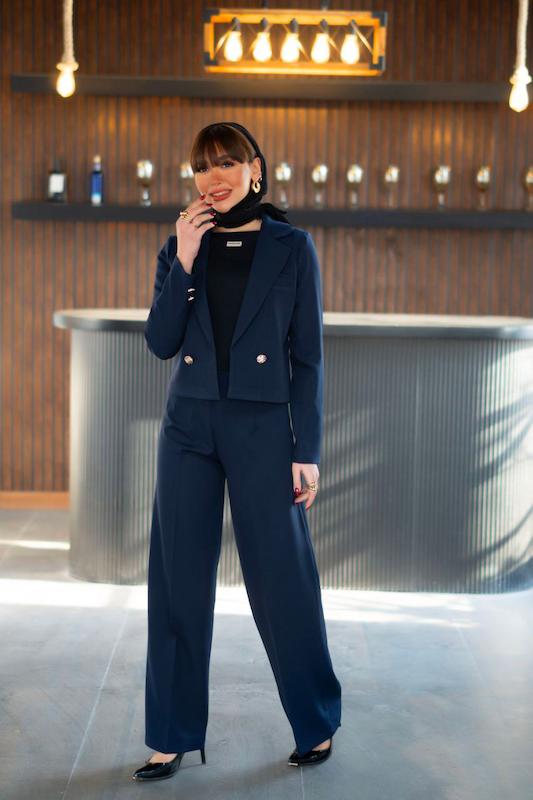 ست کراپ کت و شلوار زنانه ۲ دکمه