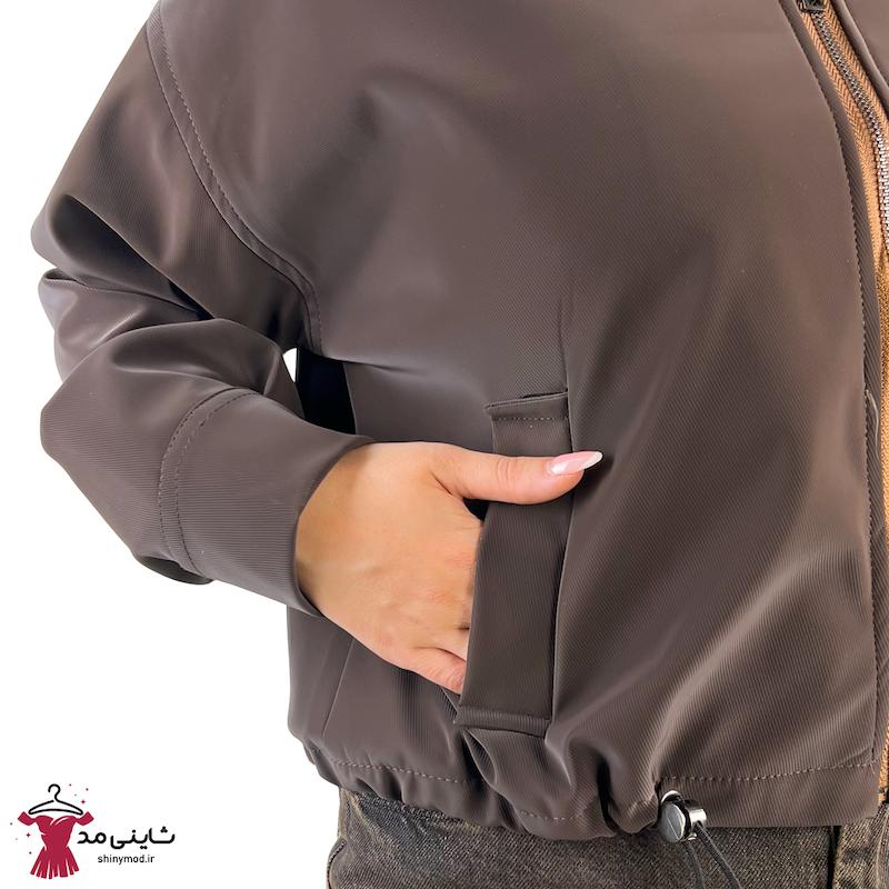 کاپشن چرم کوتاه زنانه مدل بامبر آستردار قد ۵۰