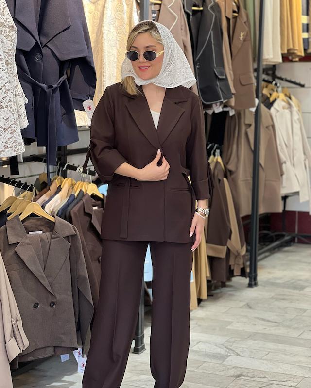 ست کت و شلوار زنانه سگگ دار جنس مازراتی کجراه