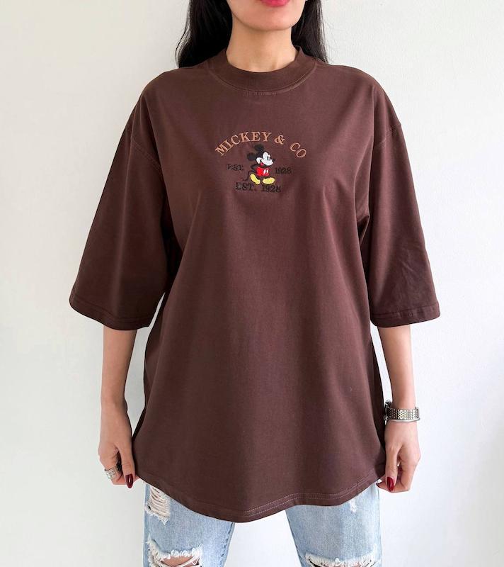 تیشرت لانگ زنانه میکی موس گرم بالا