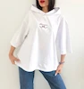 تیشرت باکسی گلدوزی زنانه florence کلاهدار گرم بالا