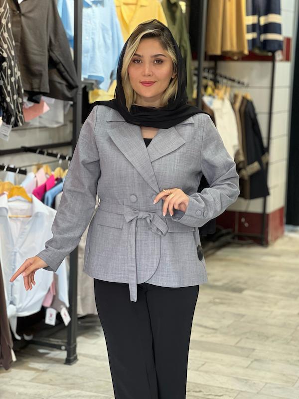 کت تکی زنانه شانتون ۴ دکمه کمردار