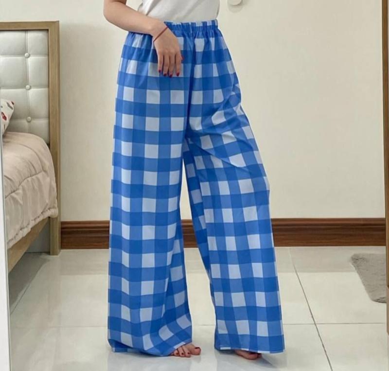 پیژامه چهارخونه آبی پینترستی 