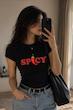 کراپ تیشرت مشکی فلفلی spicy