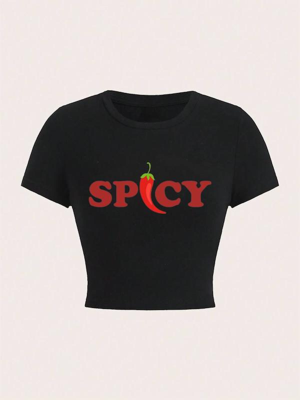 کراپ تیشرت مشکی فلفلی spicy