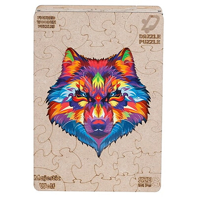 پازل چوبی گرگ جادویی (majestic wolf) | مدل Dazzle Puzzle