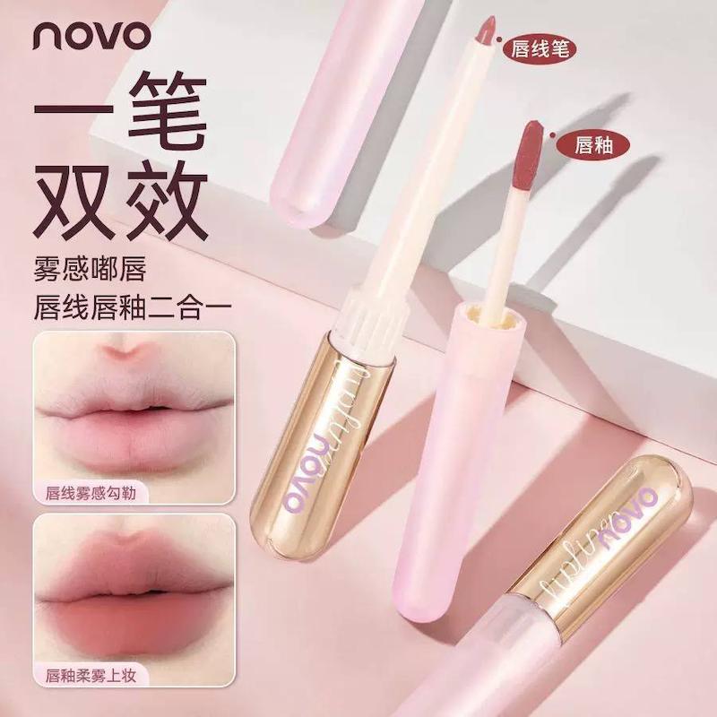 رژ لب و خط لب دوطرفه مخملی نوو NOVO