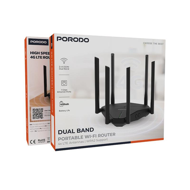 Porodo Router 4GAC1200MbpSExternal antennas