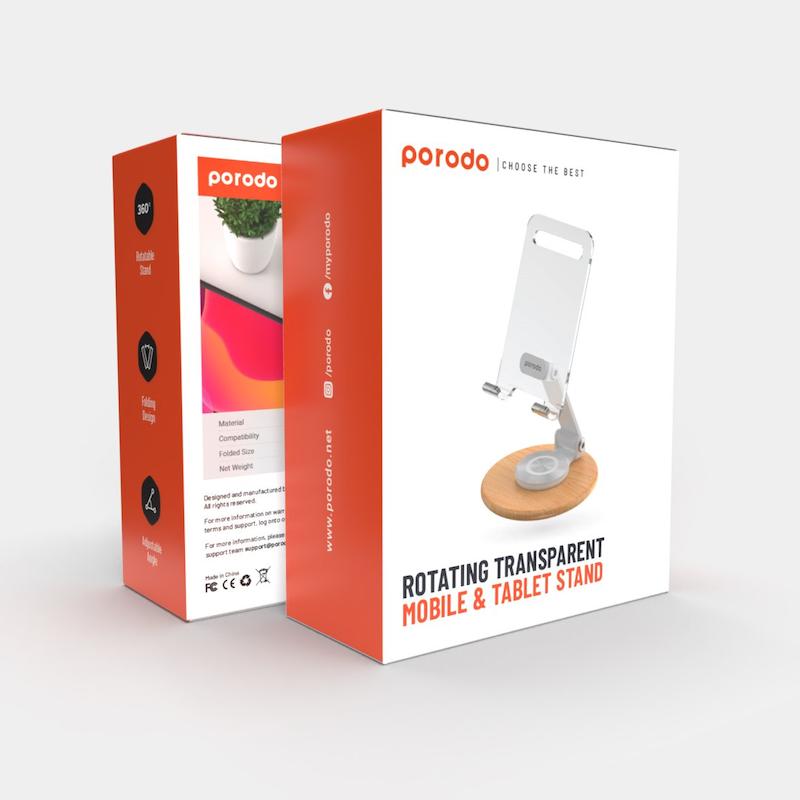 Porodo Transparent Mobile Stand - White
