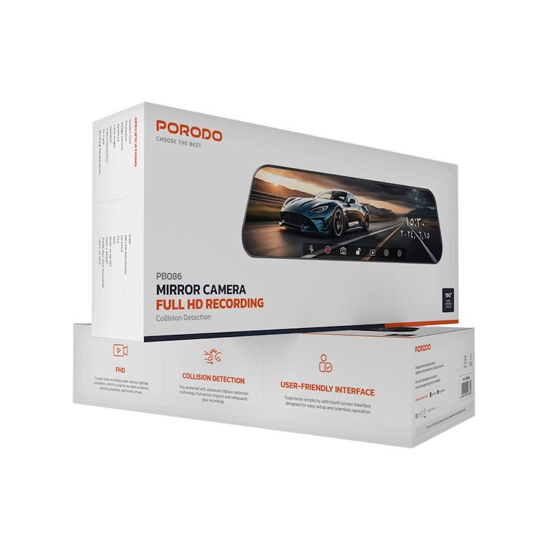 Porodo Lifestyle Streaming Mirror Dash Camera 