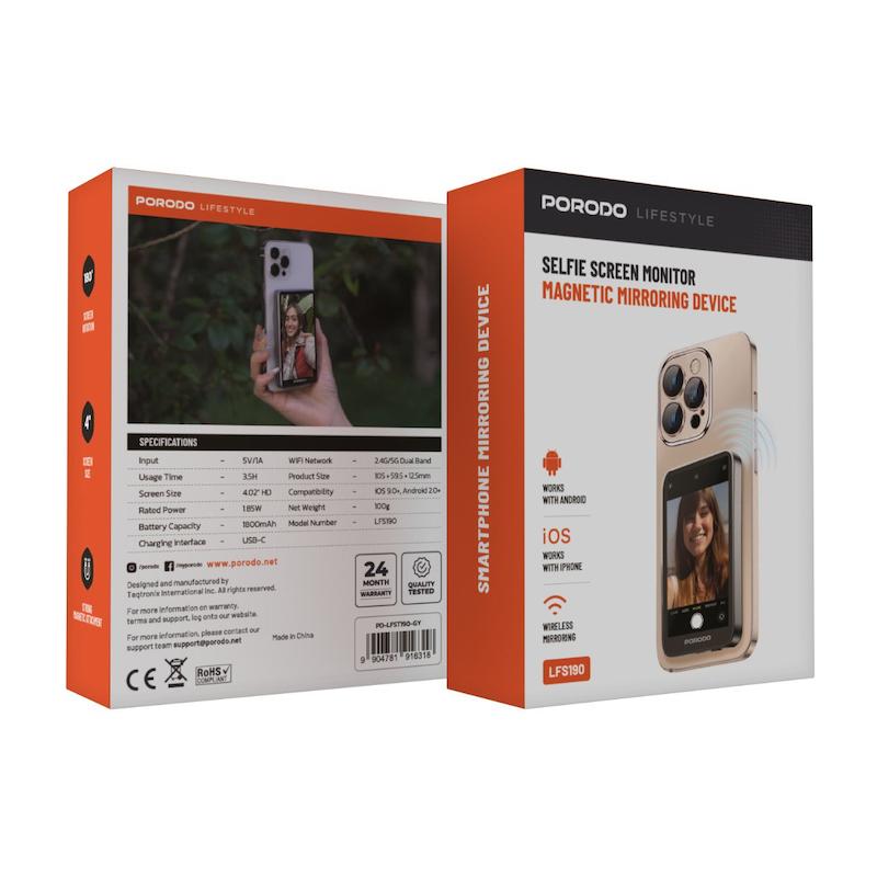 Porodo 1.85W Mobile Magnetic Wireless Screen Splitter - White