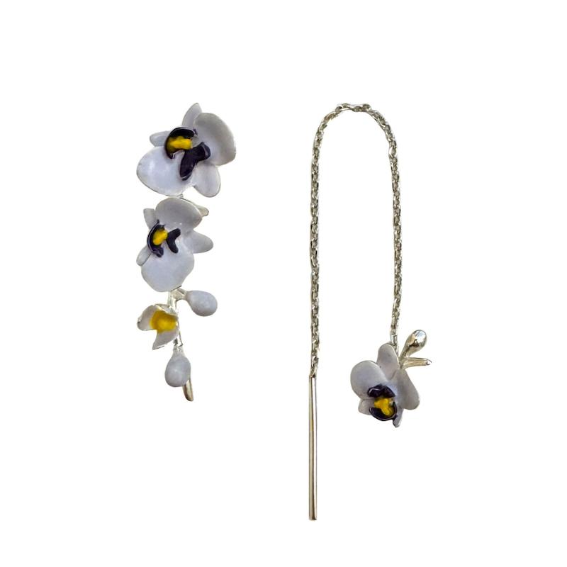 گوشواره گل ارکیده نقره