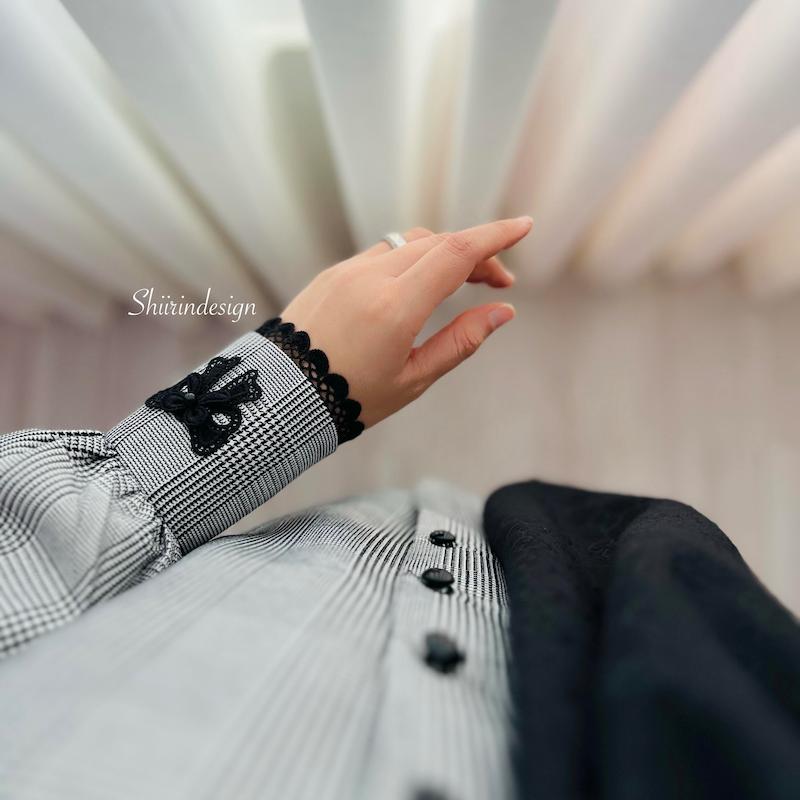 شومیز طوسی چهارخونه