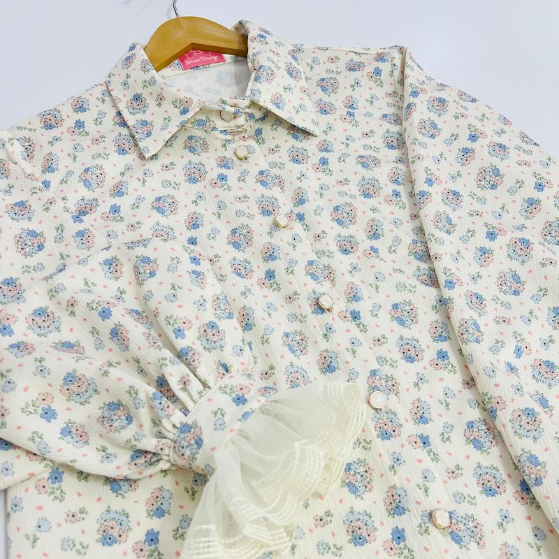 شومیز گل آبی