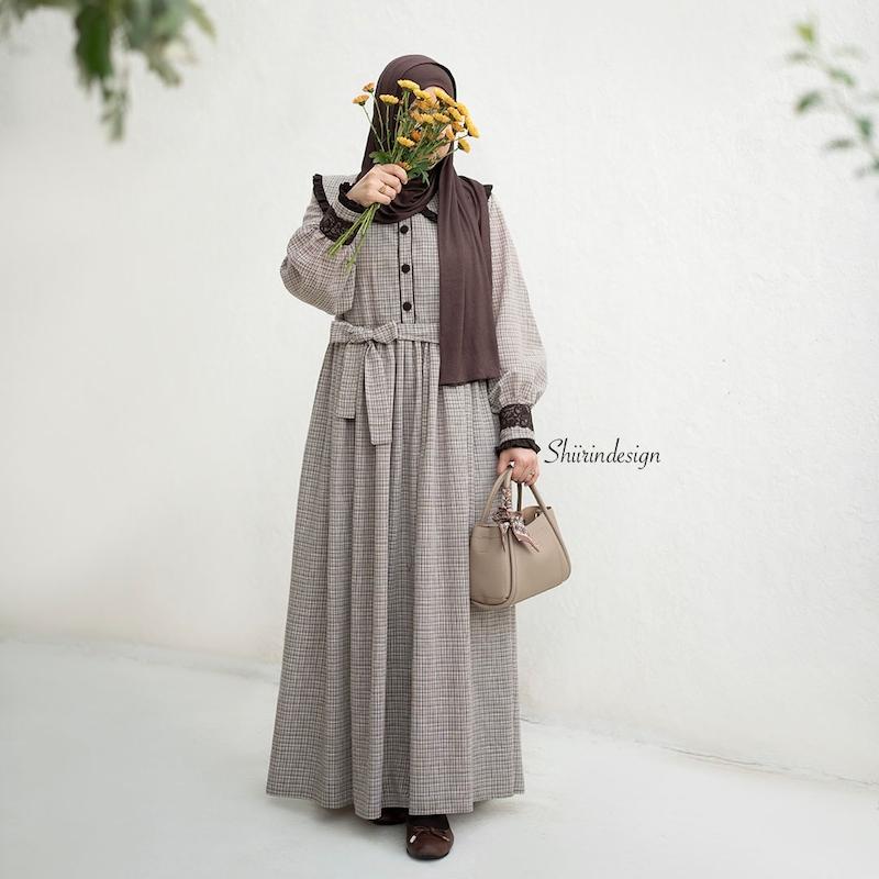 پیراهن چهارخونه قهوه ای