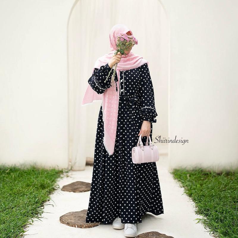 پیراهن خالدار سرمه ای