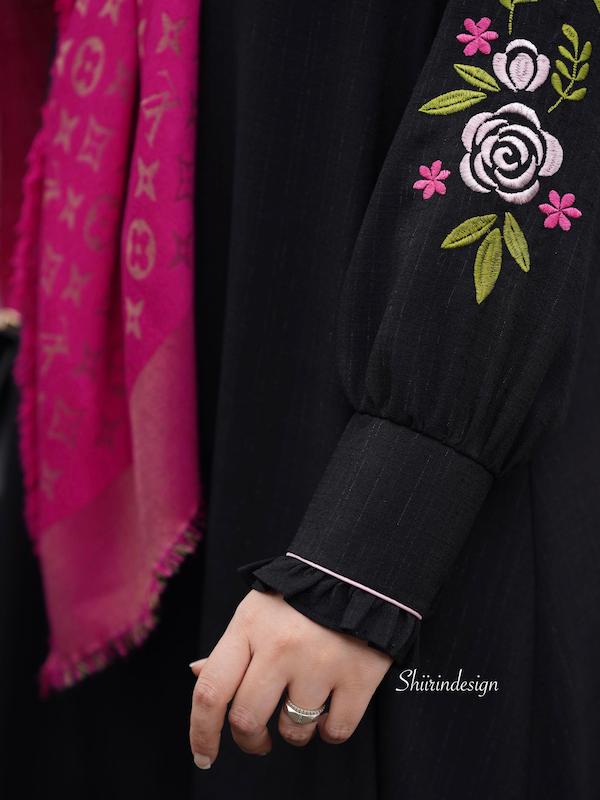 عبا مشکی گلدوزی