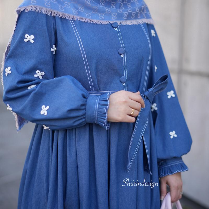پیراهن جین بهاری رنگ آبی