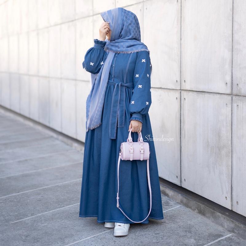 پیراهن جین بهاری رنگ آبی