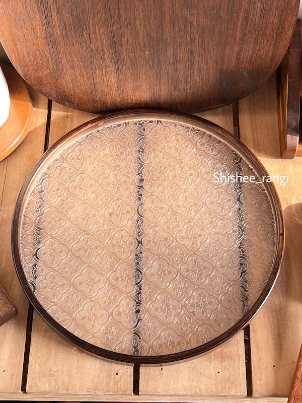 سینی دور چوبی مشجر 