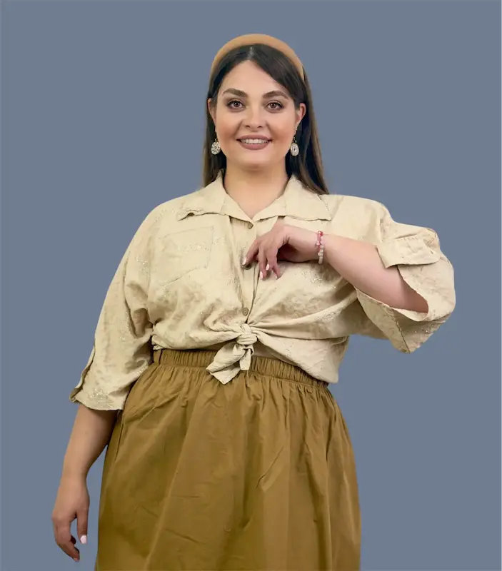 کراپ بابوس ابریشمی نگین دار جیب نگین کد 1046