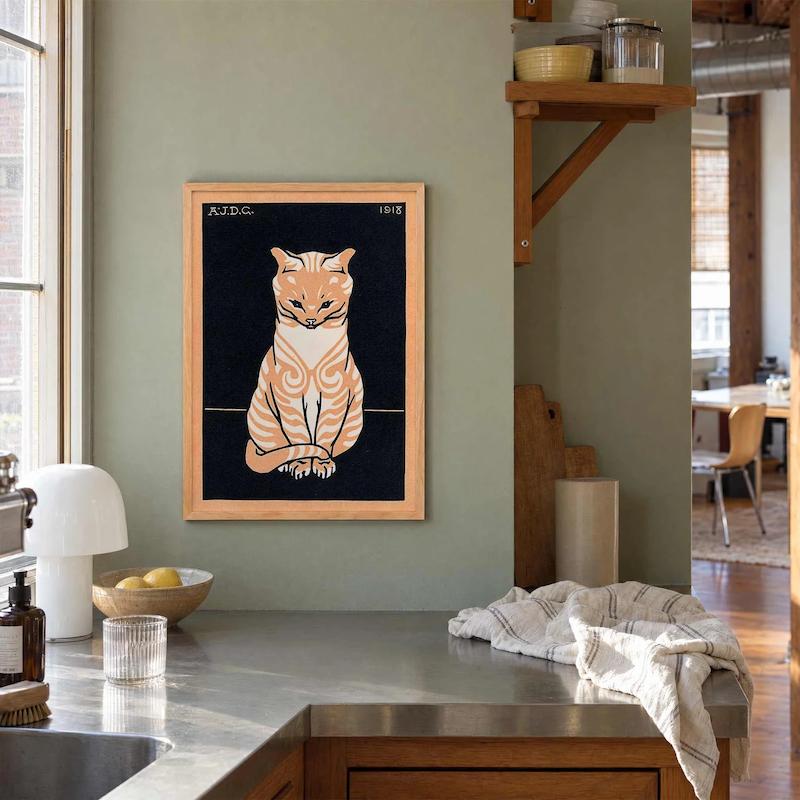 Orange Seated cat تابلو